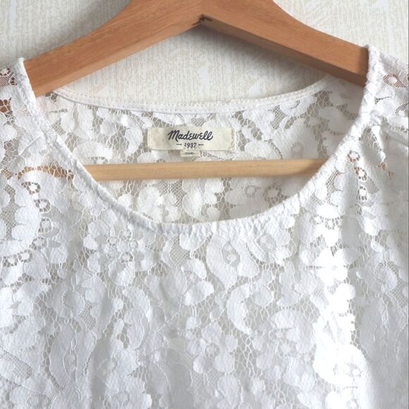 MADEWELL White Lace Front Scallop Trim Tee - Picture 5 of 8